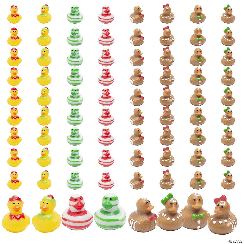 3/4" Bulk 72 Pc. Christmas Character Micro Rubber Duck Assortment Image