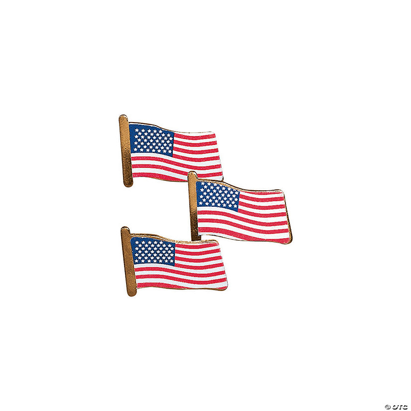3/4" Bulk 72 Pc. Patriotic USA Flag Stars & Stripes Metal Pins Image