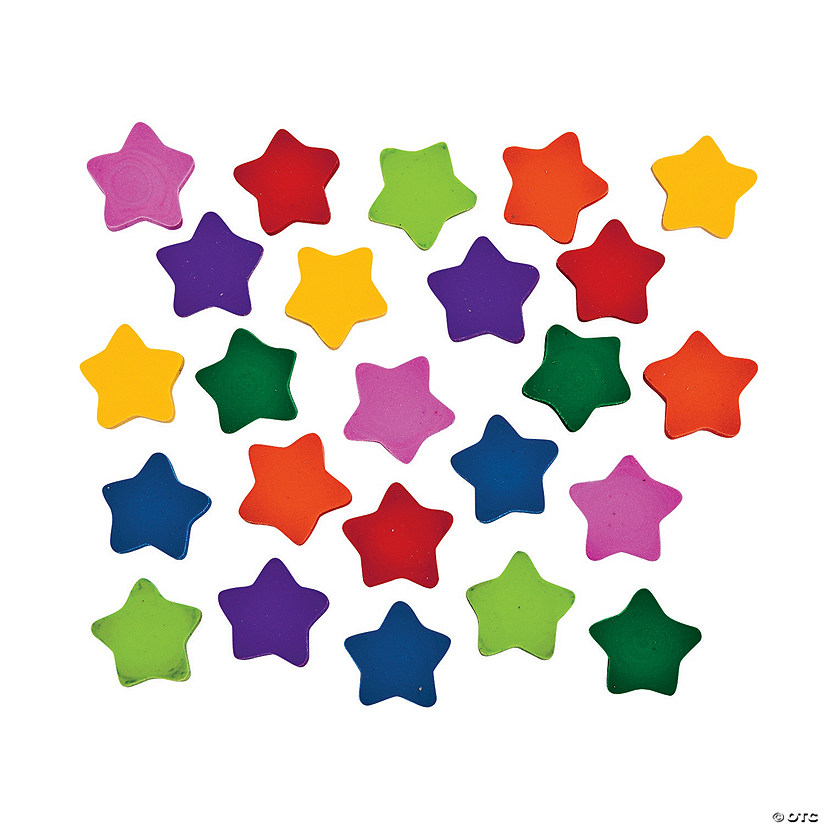 3/4" Bulk 720 Pc. Mini Star Bright Solid Color Rubber Erasers Image