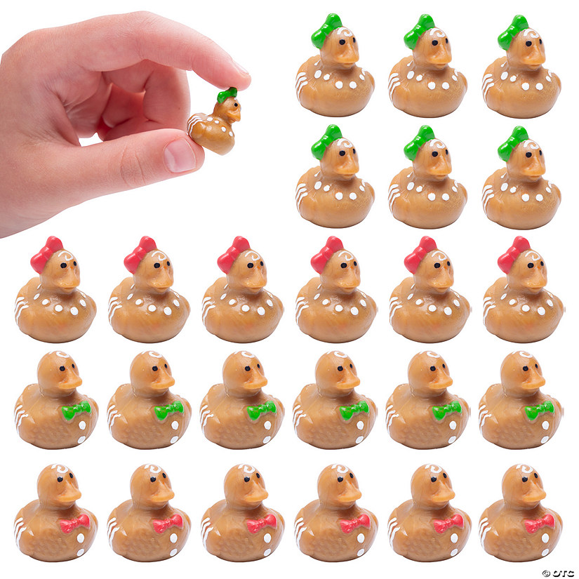 3/4" Micro Brown Gingerbread Character Rubber Ducks with Bows &amp;#8211; 24 Pc.  Image