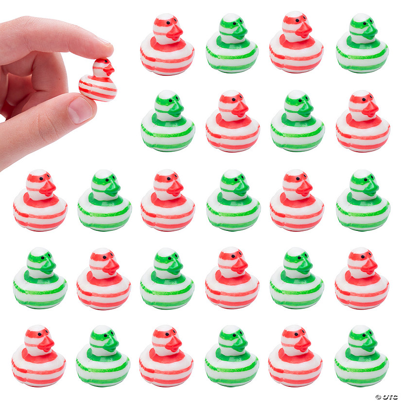 3/4" Micro Striped Peppermint Candy Rubber Ducks &amp;#8211; 24 Pc. Image