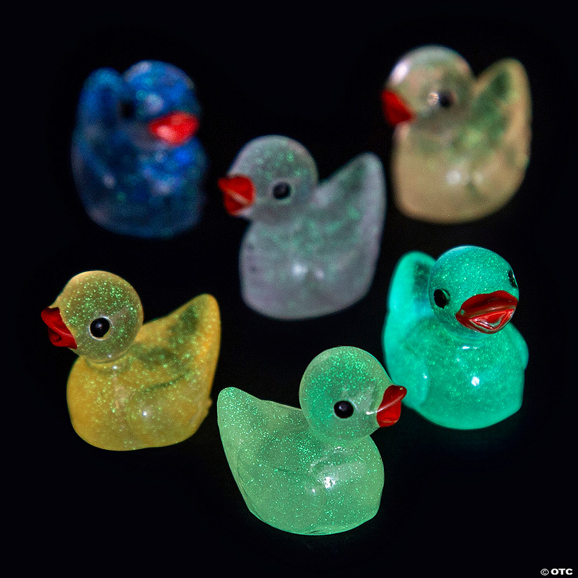 3/4&quot; x 1/2&quot; Bulk 144 Pc. Glow-in-the-Dark Micro Rubber Ducks Assortment Image