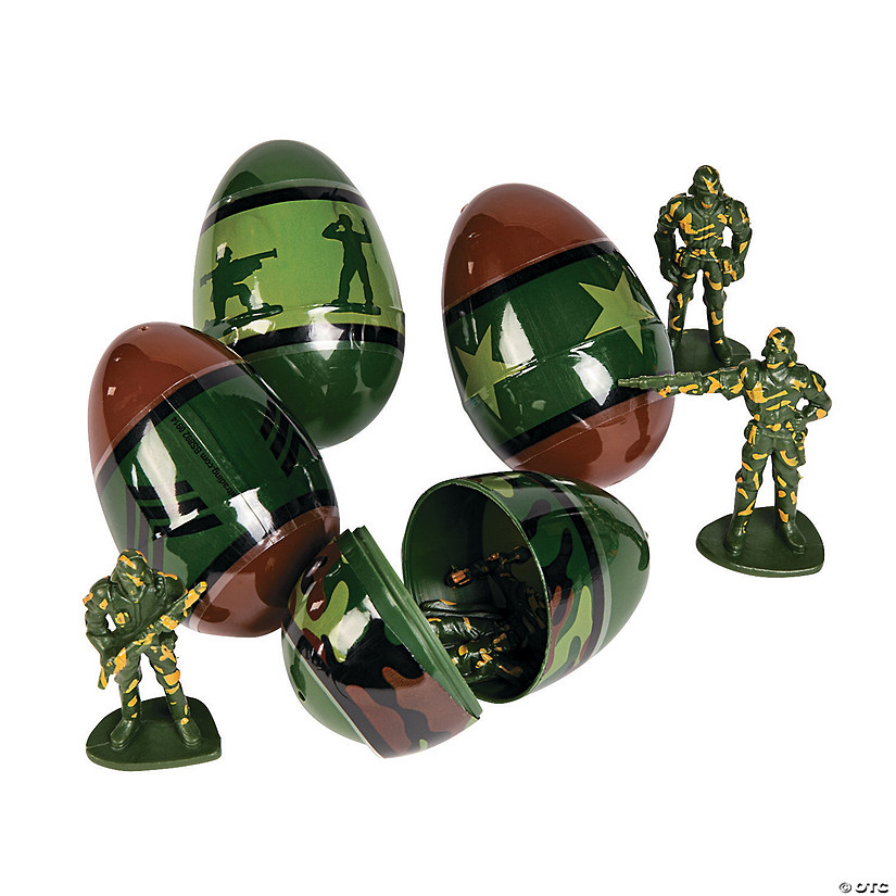 3" Army Toy-Filled Plastic Easter Eggs - 12 Pc. Image