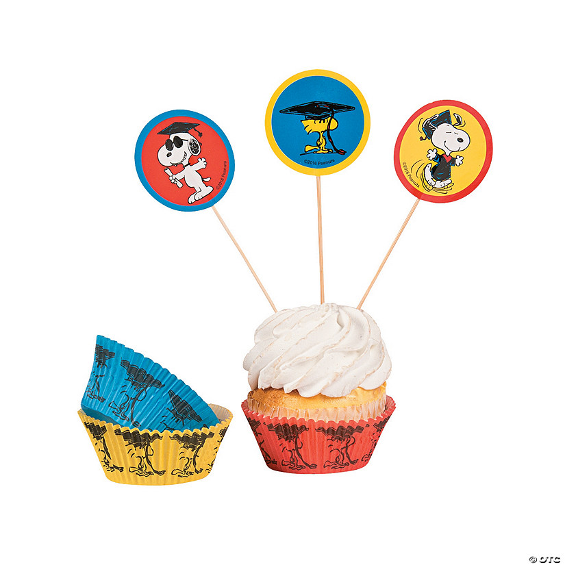 3" Bulk 100 Pc. Peanuts&amp;#174; Graduation Paper Cupcake Liners with Picks Image