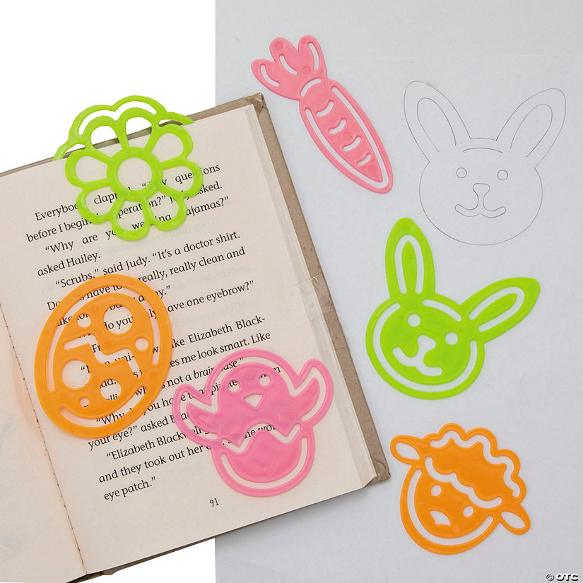 3" Bulk 144 Pc. Easter Character Stencil Plastic Bookmarks Image
