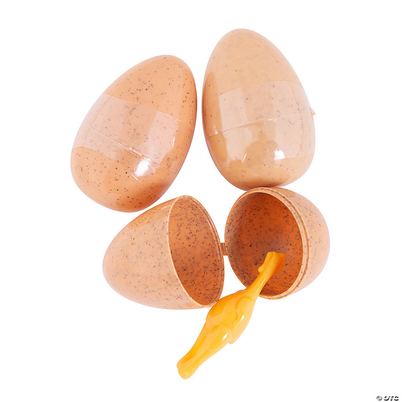 3" Chicken Flinger Toy-Filled Plastic Easter Eggs - 12 Pc. Image