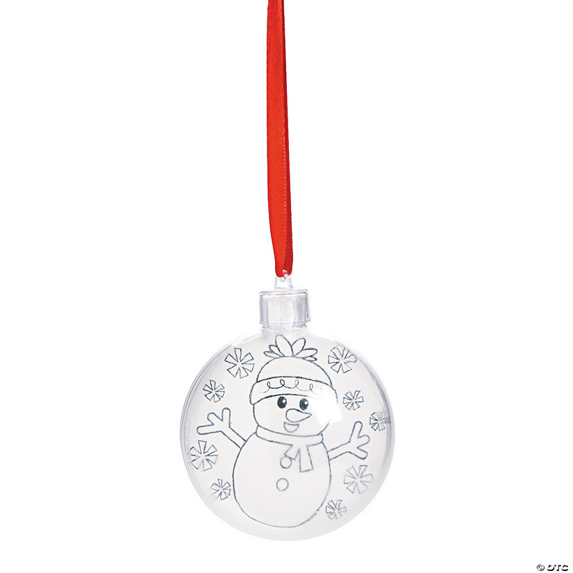 3" Color Your Own Snowman Christmas Bulb Ornament - Makes 12 Image