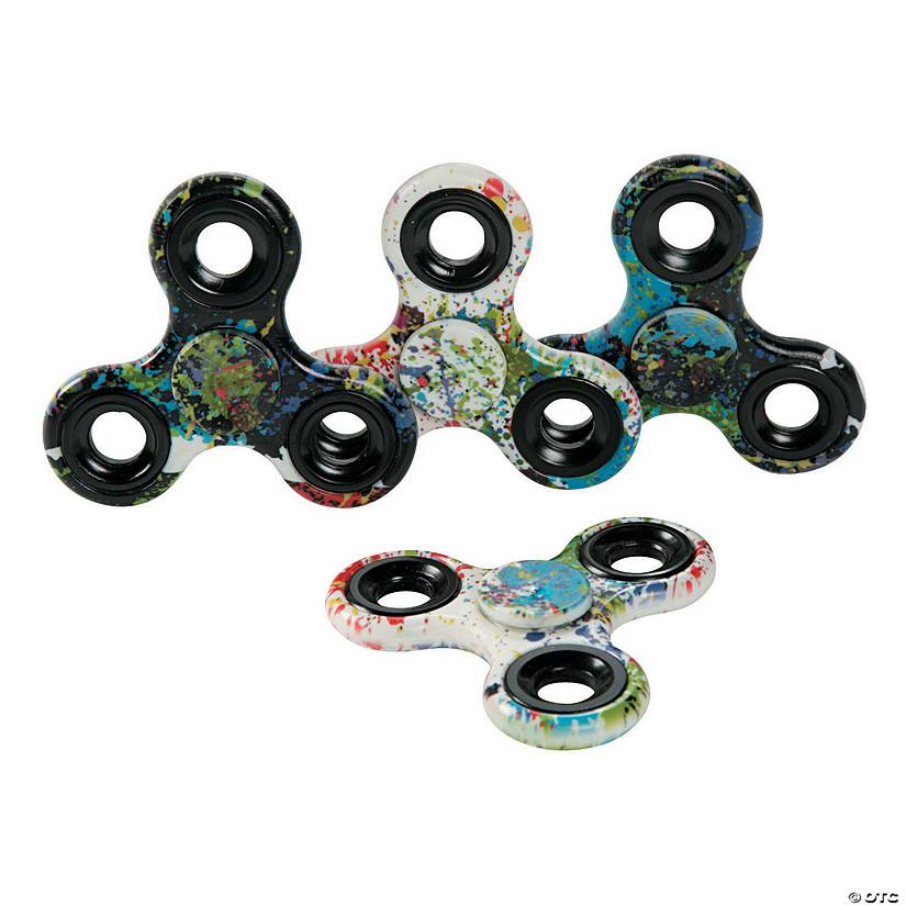 3" Colorful Paint Splatter Plastic Fidget Spinners  - 12 Pc. Image