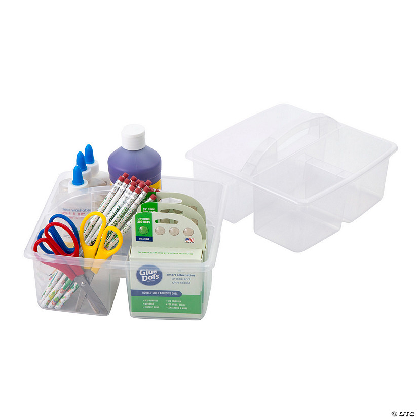 3 Compartment Clear Classroom Storage Caddies - 6 Pc. Image