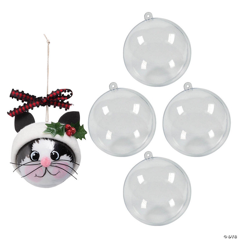 3" DIY Medium Clear Christmas Ball Ornaments - 4 Pc. Image