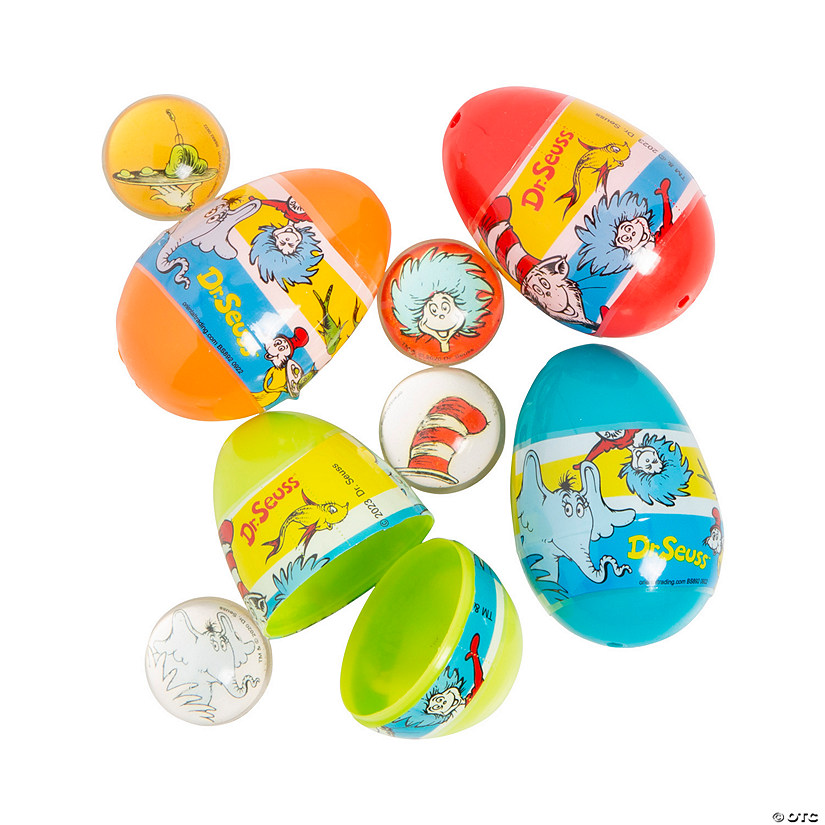 3" Dr. Seuss&#8482; Bouncy Ball-Filled Plastic Easter Eggs - 24 Pc. Image
