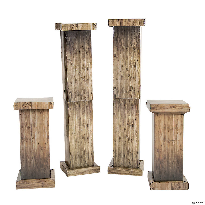 3 Ft. - 6 Ft. 3D Rustic Column Cardboard Stand-Up Set - 4 Pc. Image
