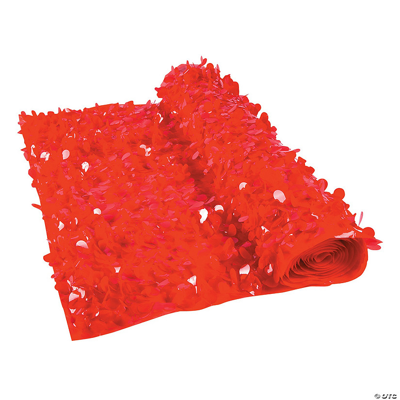 3 Ft.  x 15 Ft. Red Floral Sheeting Vinyl Backdrop Image