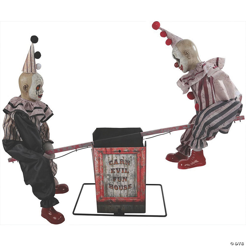 3 Ft. Animated See-Saw Clowns Halloween Decoration Image