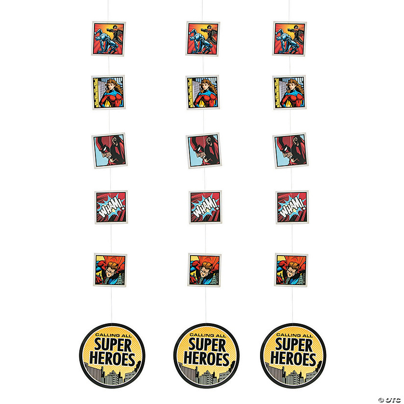 3 Ft. Comic Superhero Hanging Decorations - 6 Pc. Image
