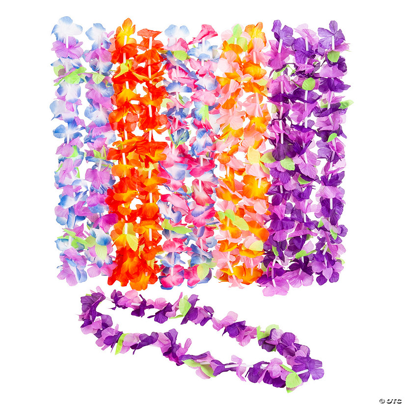 3 Ft. Luau Ruffle Petal Flower Multicolor Polyester Leis - 36 Pc. Image