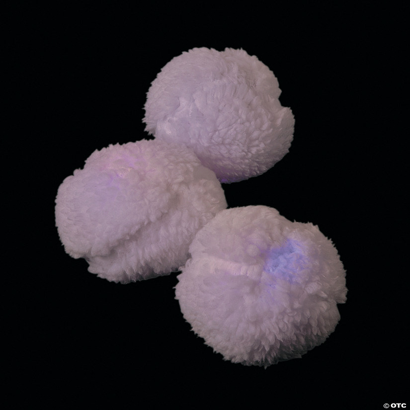 3" Mini Light-Up White Fuzzy Stuffed Snowballs - 12 Pc. Image