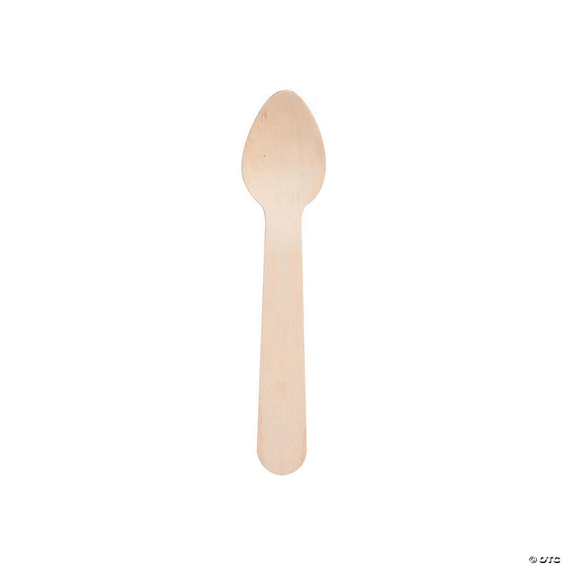 3" Natural Birch Eco-Friendly Disposable Mini Dessert Spoons (275 Spoons) Image