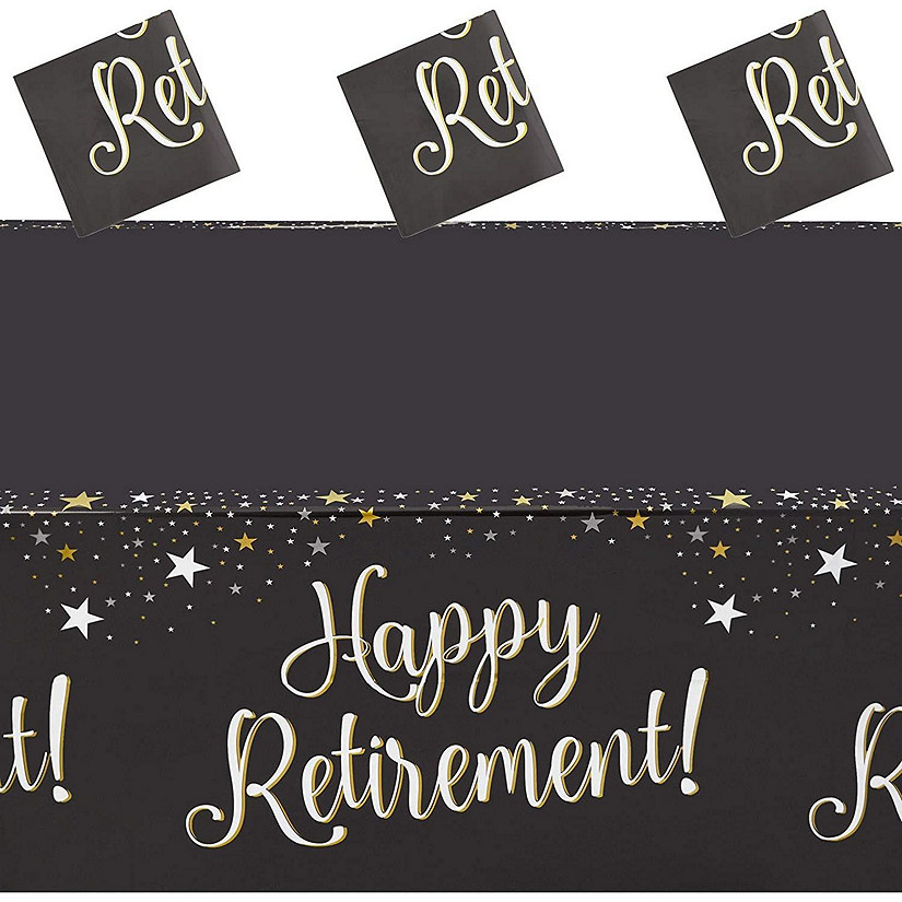 3 Pack Disposable Rectangle Plastic Tablecloths, Happy Retirement Party Table Covers 54" x 108" Image