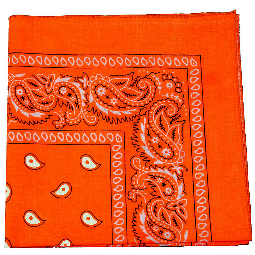 3 Pack Mechaly Dog Bandana Neck Scarf Paisley Cotton Bandanas - Any Pets (Neon Orange) Image