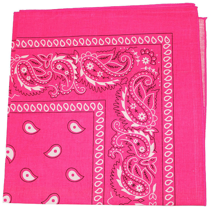 3 Pack Mechaly Dog Bandana Neck Scarf Paisley Cotton Bandanas - Any Pets (Neon Pink) Image