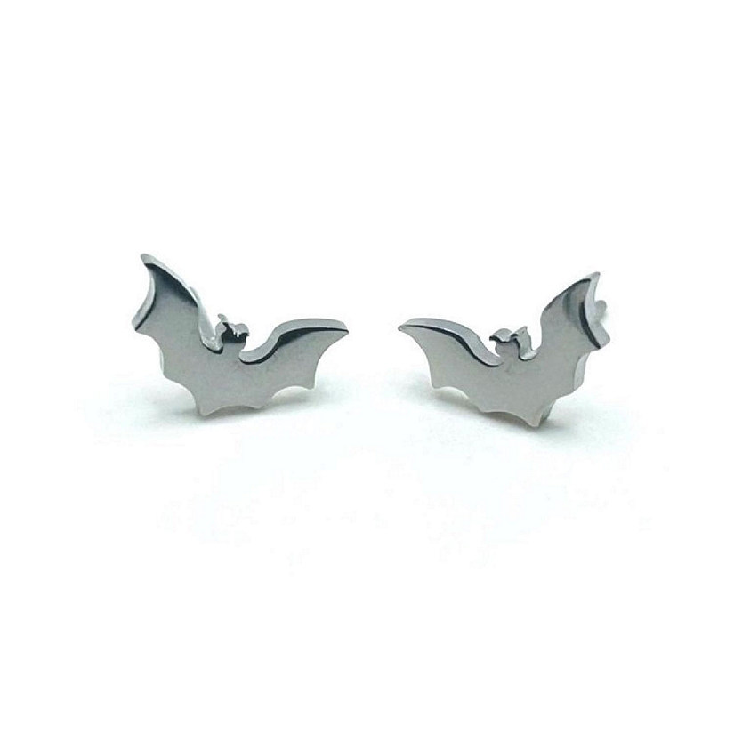 3 Pack Silver Bat Halloween Earrings Image