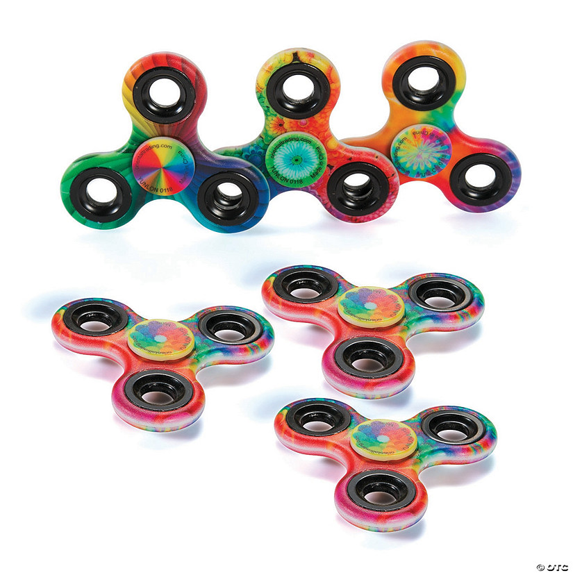 3" Psychedelic Tie-Dye Plastic Fidget Spinner Toys - 6 Pc. Image