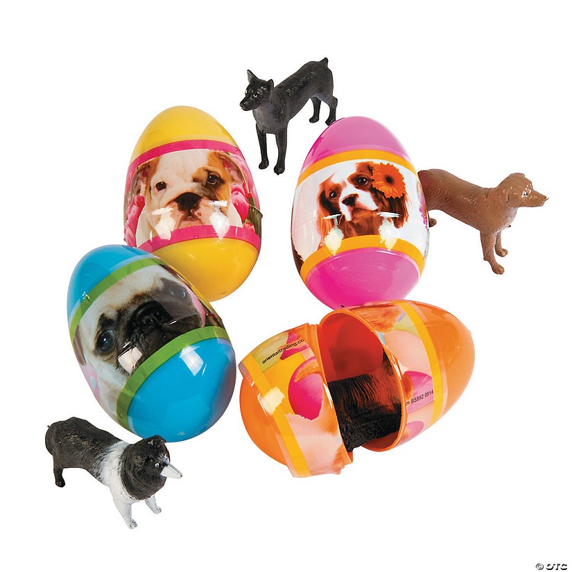 3" Puppy-Filled Plastic Easter Eggs - 12 Pc. Image
