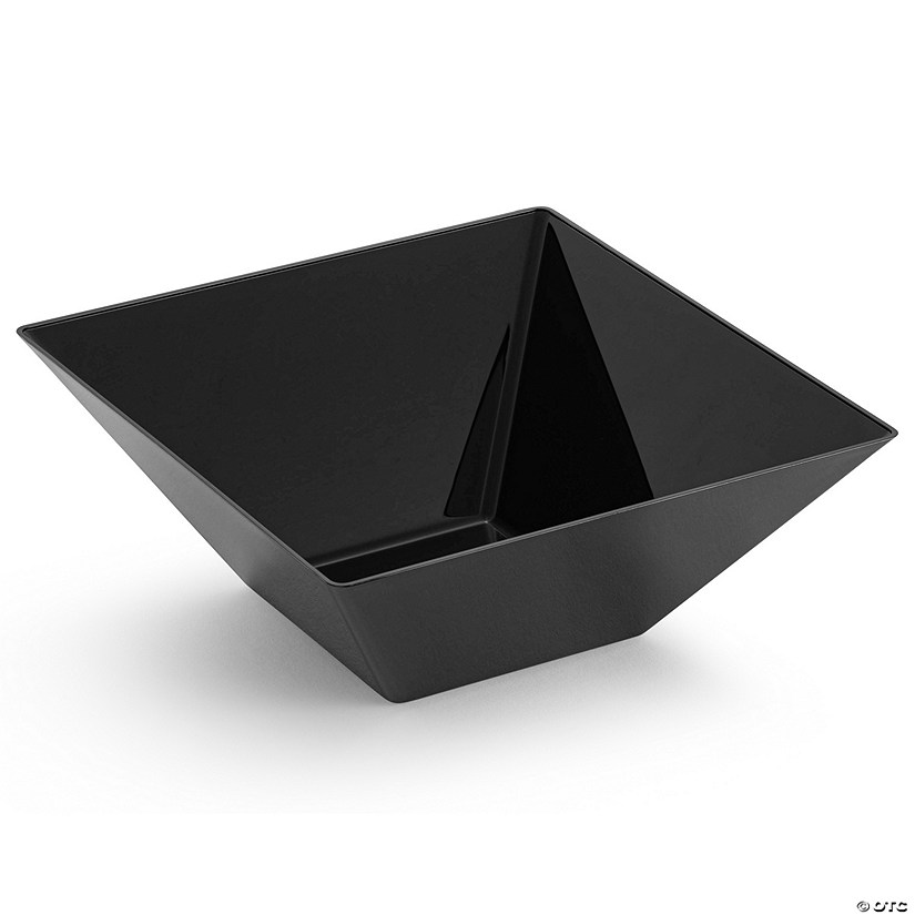 3 qt. Black Square Plastic Serving Bowls (15 Bowls) Image
