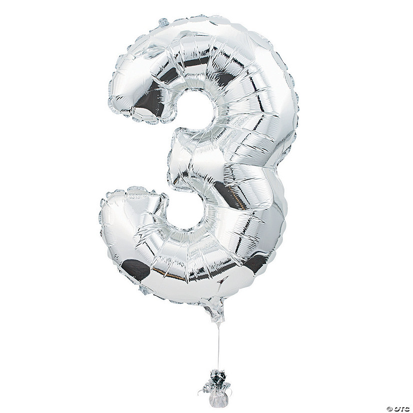 "3" Shaped Number 34" Mylar Balloon Image