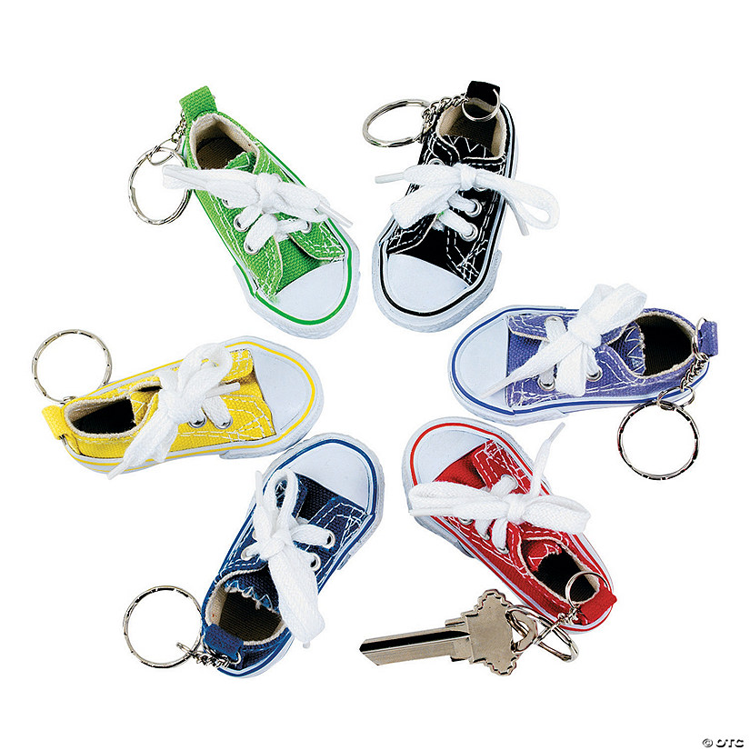 3"  Solid Color Canvas Tennis Shoe Rubber Keychains - 12 Pc. Image