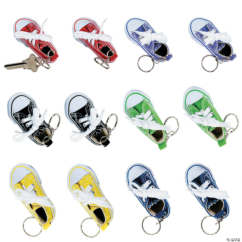 3"  Solid Color Canvas Tennis Shoe Rubber Keychains - 12 Pc. Image