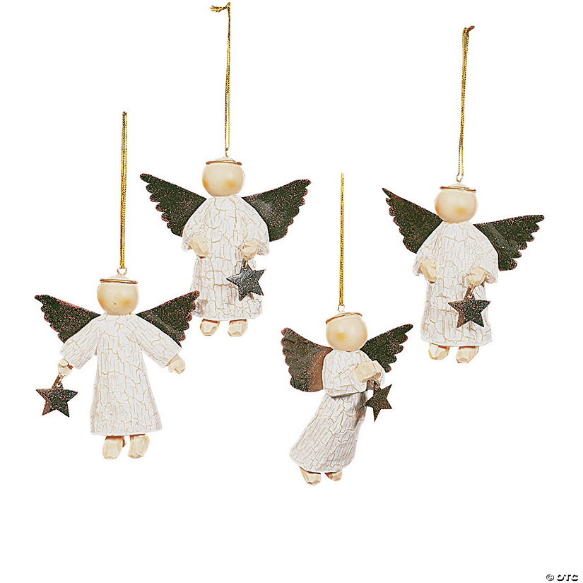 3" Star-Gathering Sparkling Angel Resin Christmas Ornaments - 12 Pc. Image