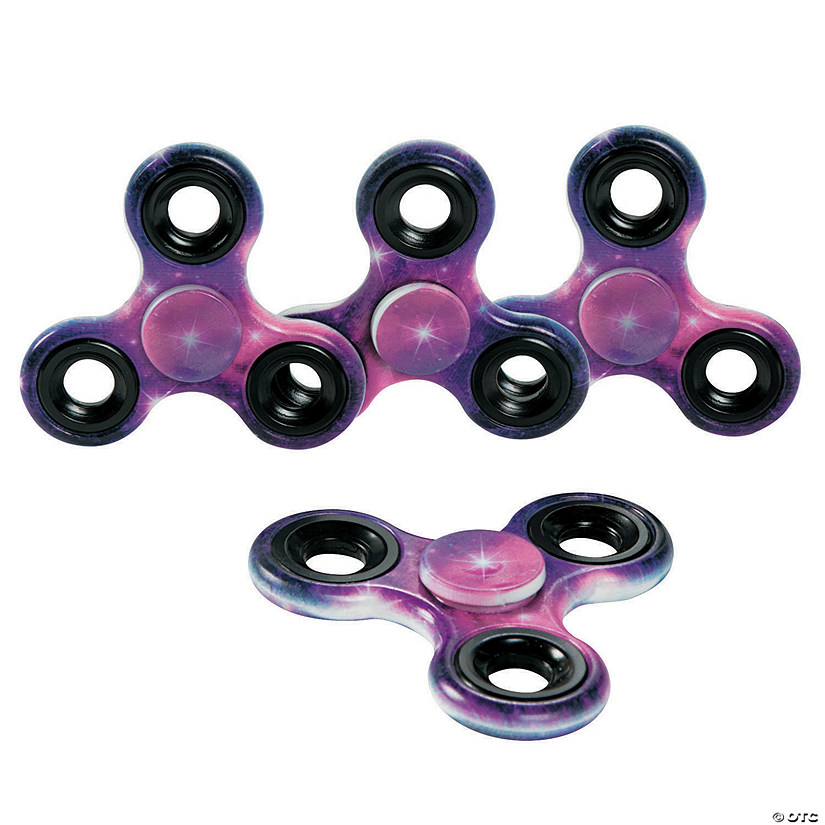 3" Starry Galaxy Bright Purple Plastic Fidget Spinners - 4 Pc. Image
