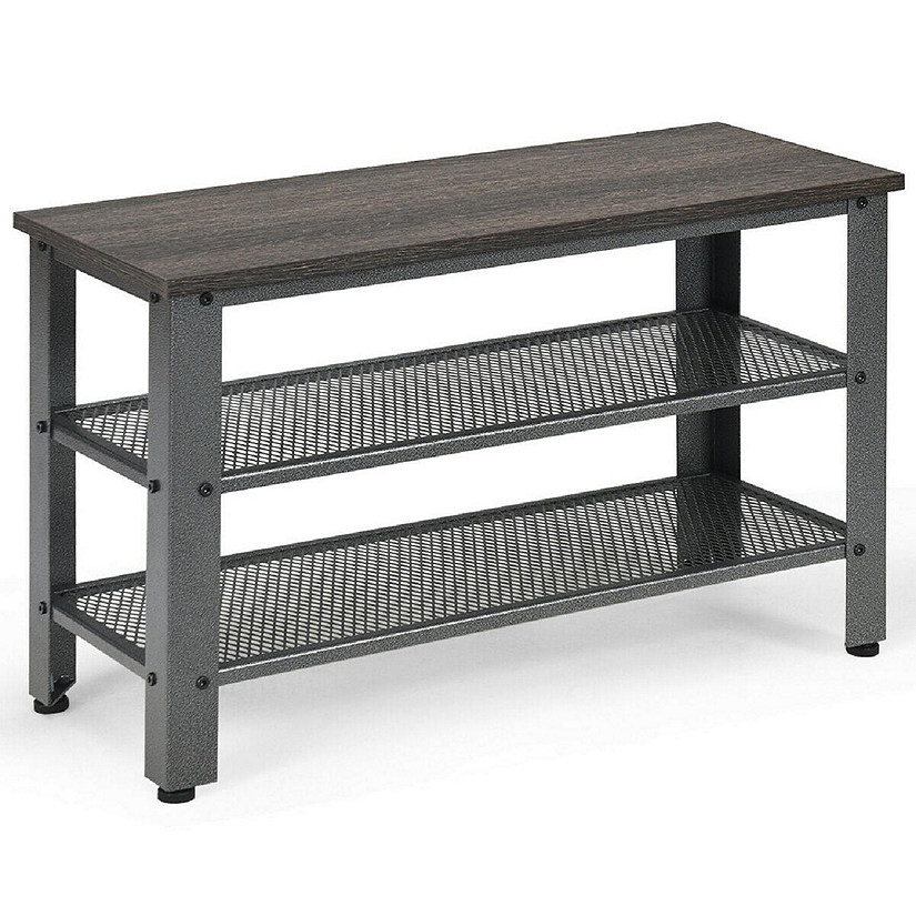 3Tier Shoe Rack Industrial Shoe Bench with Storage Shelves for