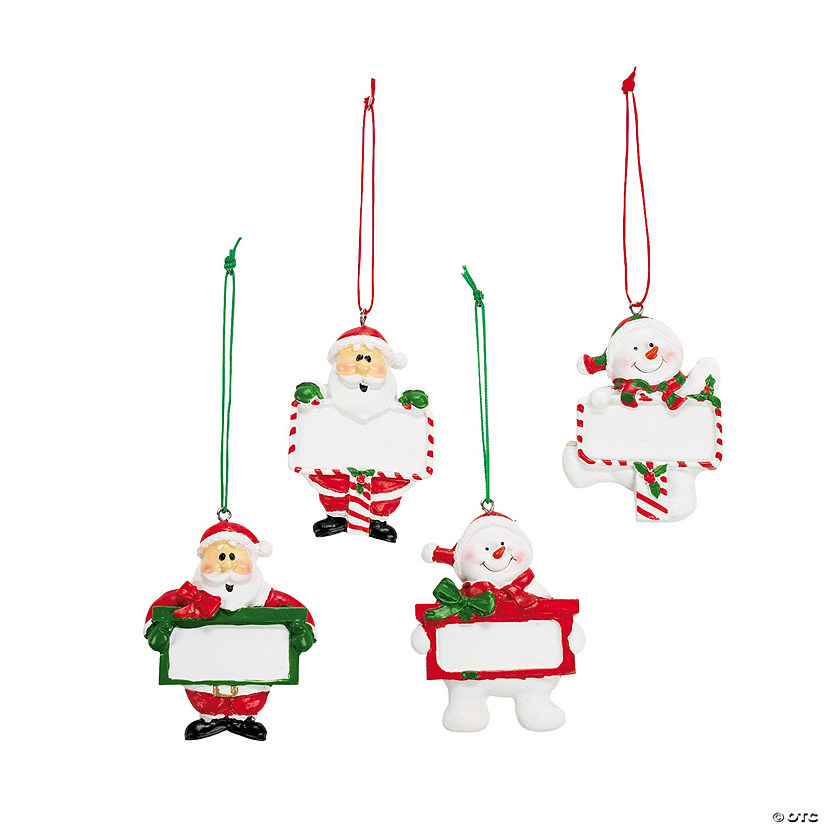 3" Write-A-Name Snowman & Santa Christmas Ornaments - 12 Pc. Image