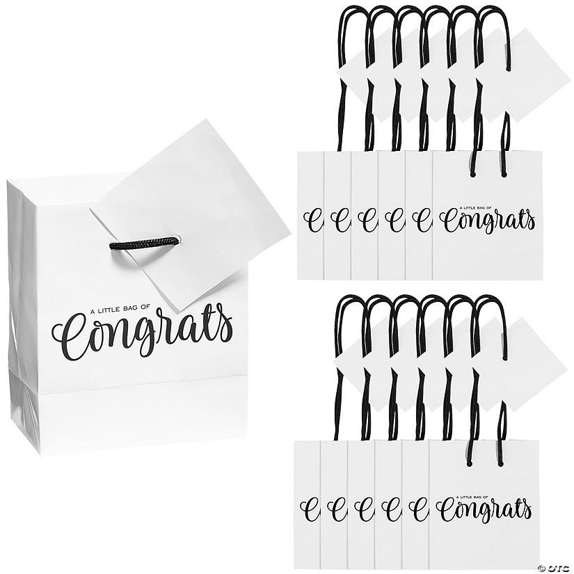3" x 1 3/4" x 3 1/2" Mini Congrats Paper Gift Bag - 12 Pc. Image