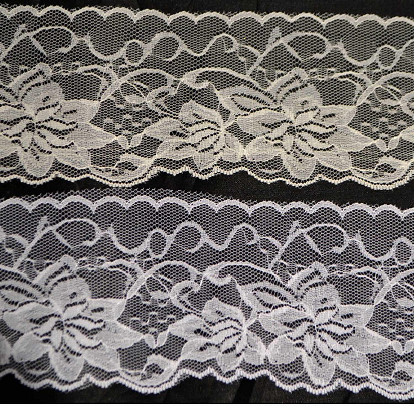 3" x 150 Yards Single Ivory Flat Lace Trim Roll Image