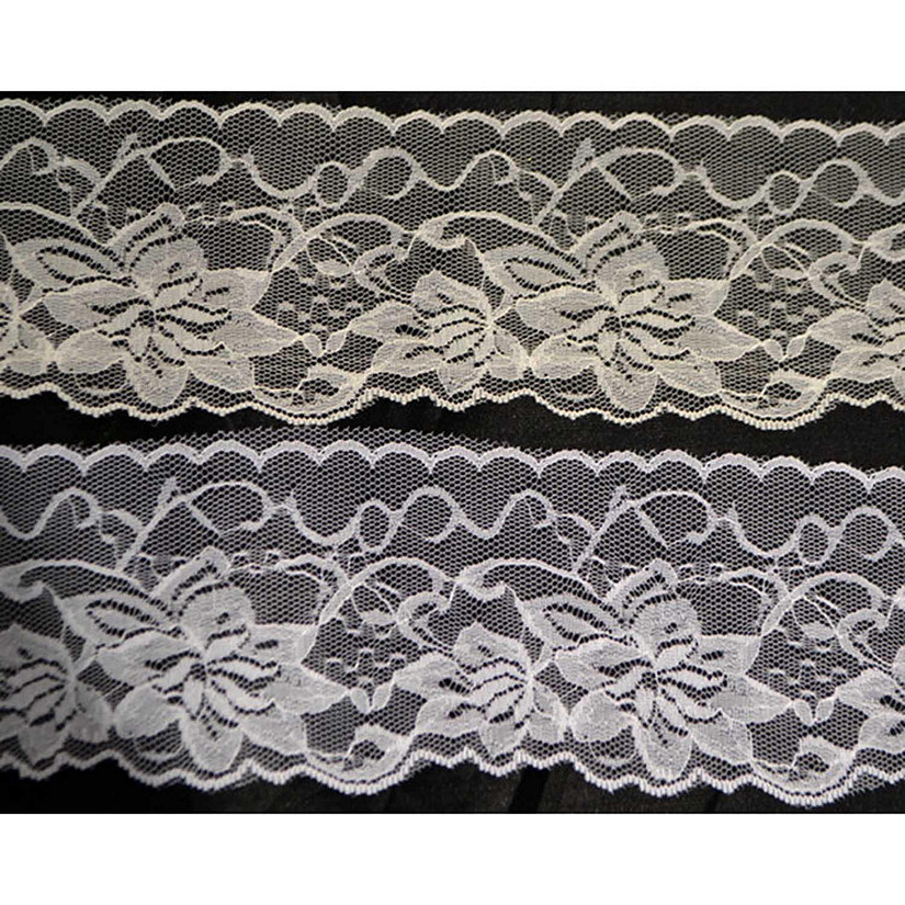 3" x 150 Yards Single White Flat Lace Trim Roll Image