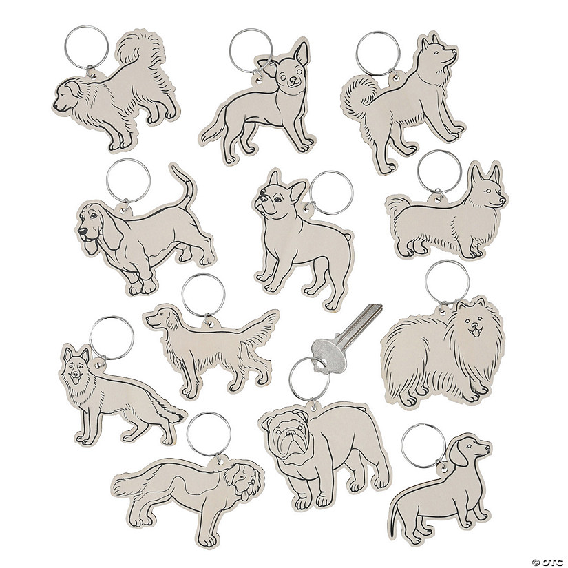 3&quot; x 2 1/2&quot; Bulk Color Your Own Dog Keychains Assortment Image