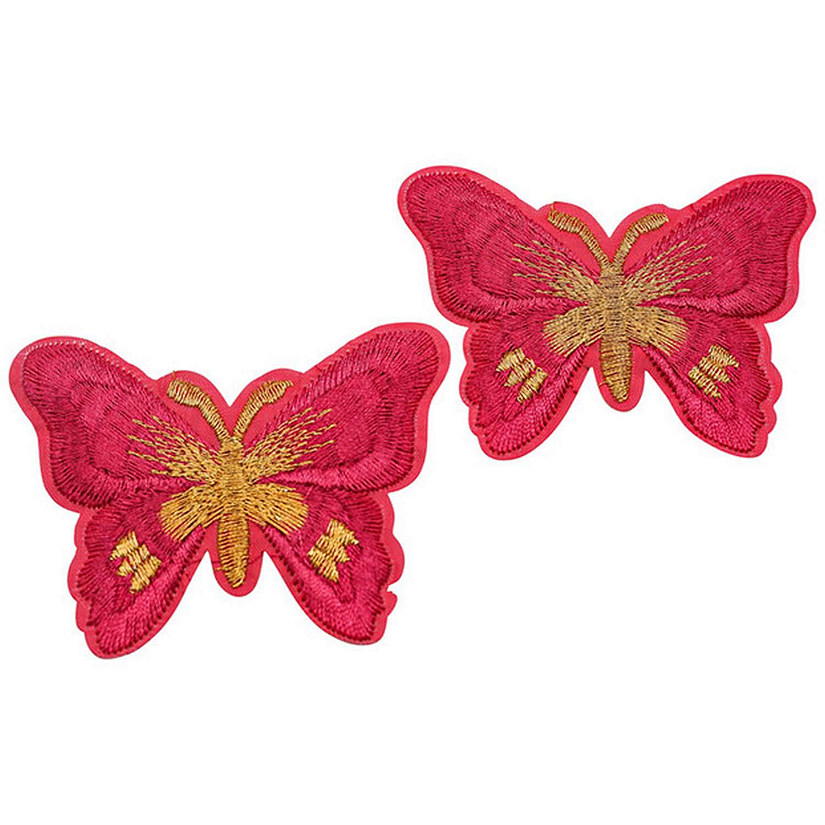 3" x 2 1/4" Fuchsia Gold Butterfly Patch 72 Pack Image