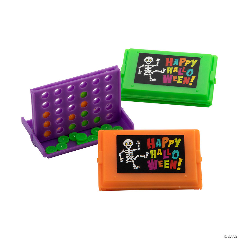 3" x 2" Mini Halloween Purple, Green & Orange Connect Disc Game - 12 Sets Image