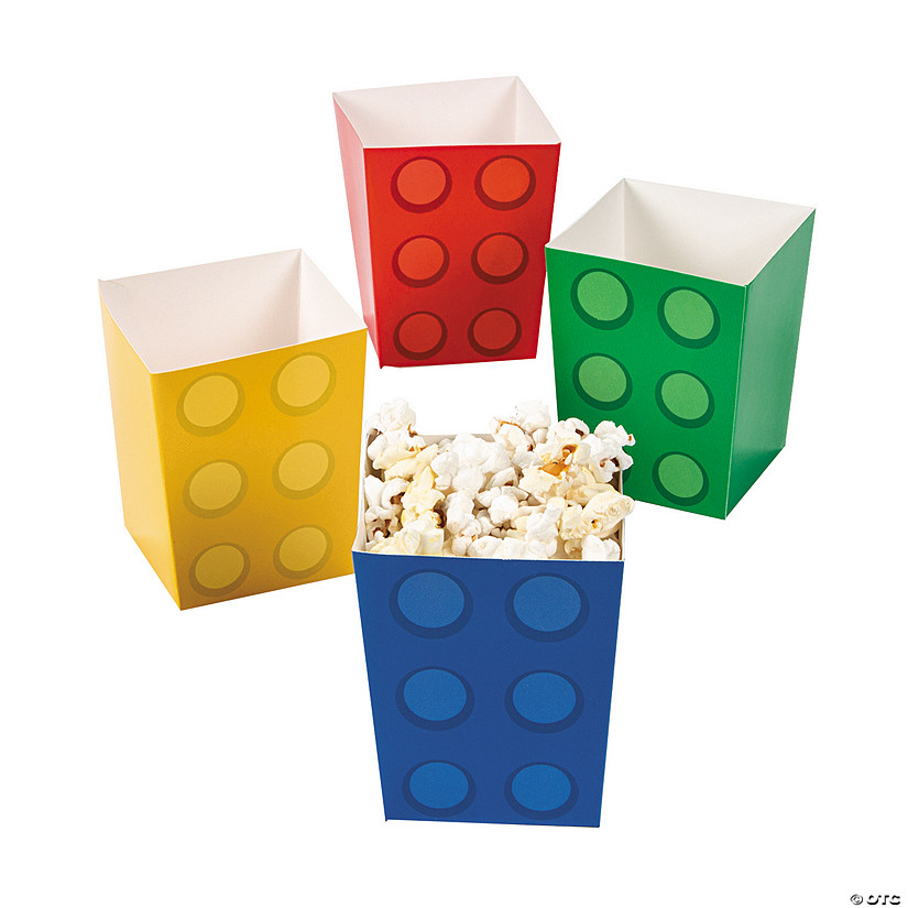 3" x 3 3/4" Building Block Party Paper Popcorn Boxes - 24 Pc. Image