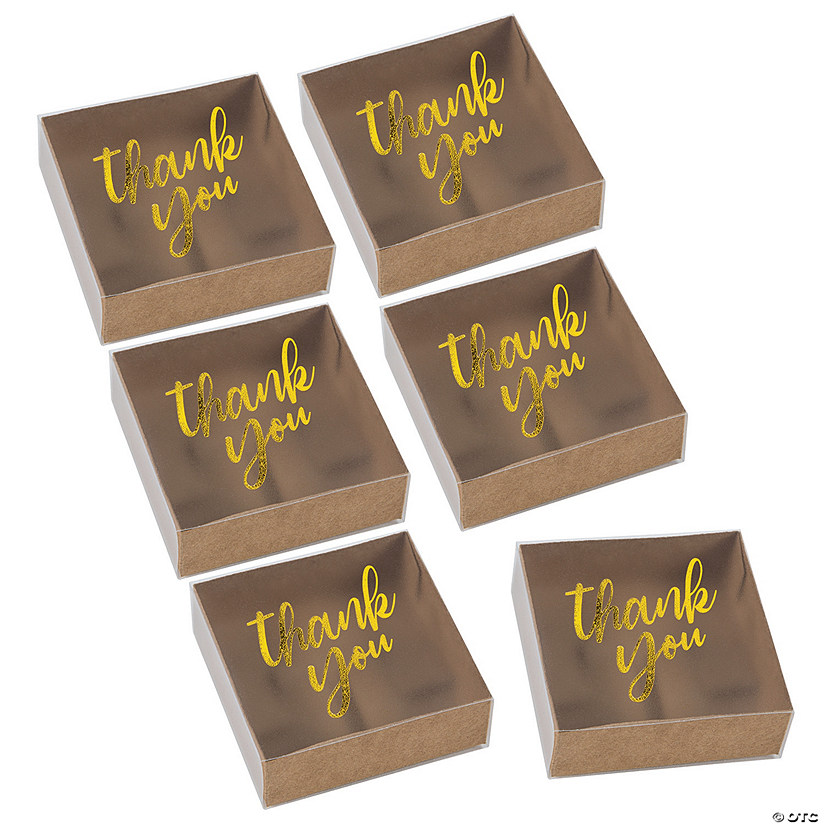 3" x 3" Bulk 48 Pc. Small Gold Foil Frosted Kraft Paper Favor Boxes Image