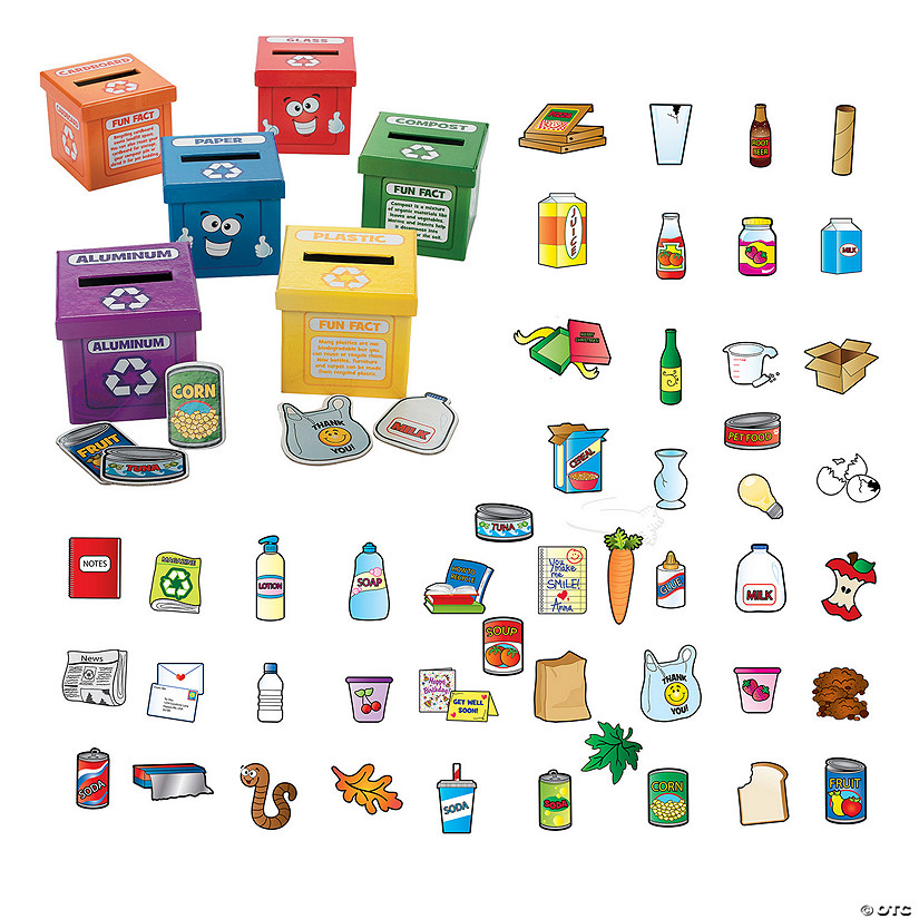 3&quot; x 3&quot; Learn To Recycle Sorting Activity Boxes Set - 54 Pc. Image