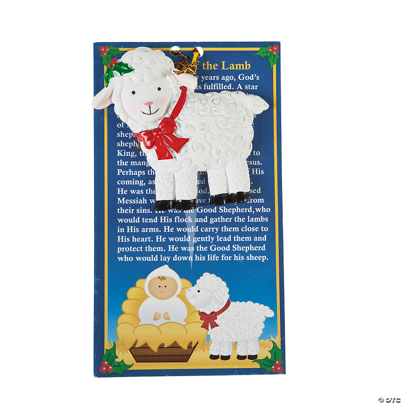 3" x 3" Legend of the Lamb Resin Christmas Ornaments with Card - 12 Pc. Image