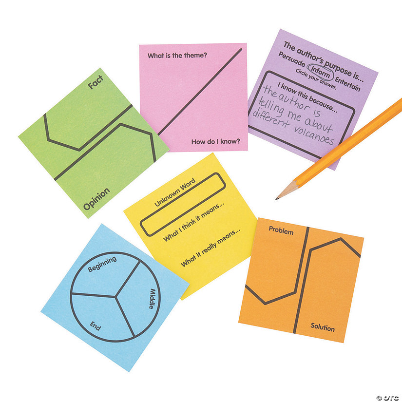 3" x 3" Reading Response Prompt Paper Sticky Note Pads - 12 Pc. Image