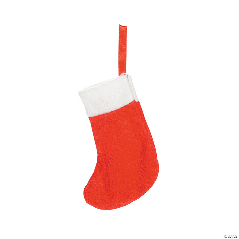 3" x 4 1/4" Mini Red Felt Christmas Stockings with White Trim - 24 Pc. Image