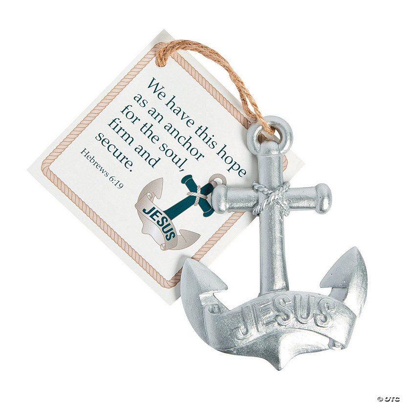 3" x 4" Jesus Is an Anchor Resin Christmas Ornaments with Card - 12 Pc. Image