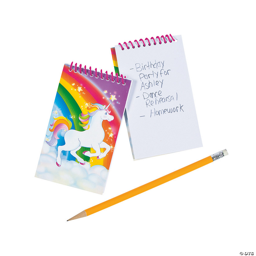 3" x 5" 30 pg. Rainbow Unicorn Spiral Paper Notepads - 12 Pc. Image